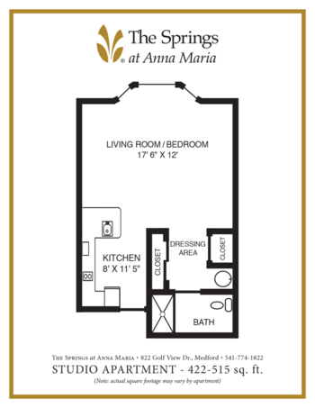 Floorplan of The Springs at Anna Maria, Assisted Living, Medford, OR 4