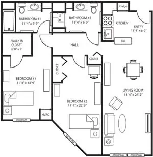 Floorplan of Columbus Danbury, Assisted Living, Columbus, OH 13