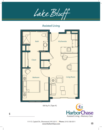 Floorplan of HarborChase of Shorewood, Assisted Living, Memory Care, Shorewood, WI 1