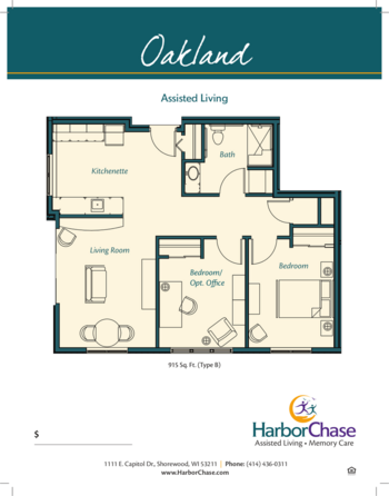 Floorplan of HarborChase of Shorewood, Assisted Living, Memory Care, Shorewood, WI 2