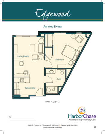 Floorplan of HarborChase of Shorewood, Assisted Living, Memory Care, Shorewood, WI 3