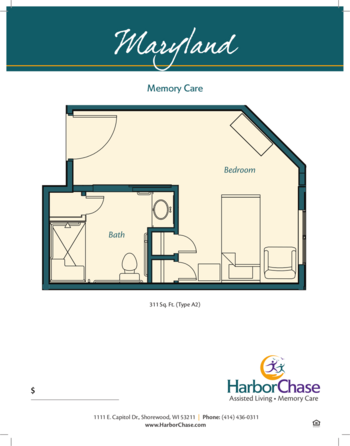 Floorplan of HarborChase of Shorewood, Assisted Living, Memory Care, Shorewood, WI 5