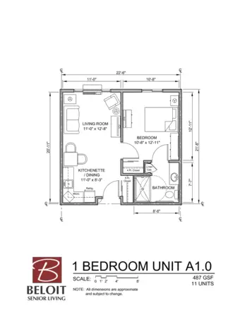 Floorplan of Beloit Senior Living, Assisted Living, Beloit, WI 3