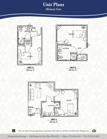 Floorplan of Heritage Court - Eau Claire, Assisted Living, Memory Care, Eau Claire, WI 1