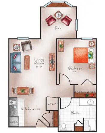 Floorplan of Heritage at Fox Run, Assisted Living, Council Bluffs, IA 1