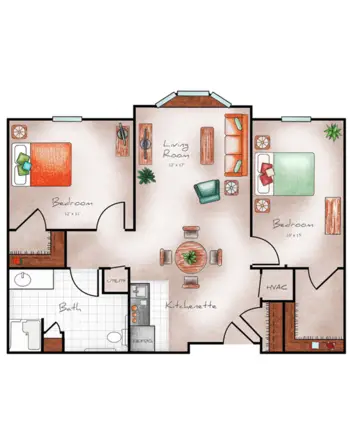 Floorplan of Heritage at Fox Run, Assisted Living, Council Bluffs, IA 2