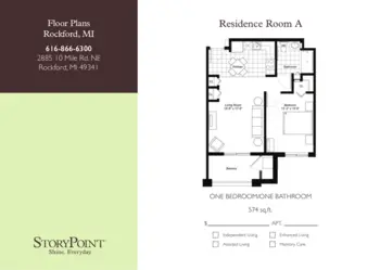 Floorplan of StoryPoint Rockford, Assisted Living, Rockford, MI 1
