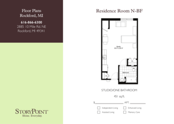 Floorplan of StoryPoint Rockford, Assisted Living, Rockford, MI 9