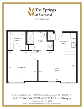 Floorplan of The Springs at Sherwood, Assisted Living, Sherwood, OR 3