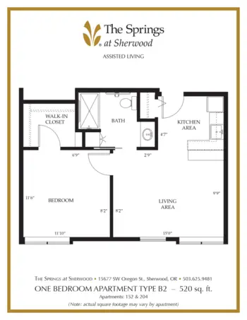 Floorplan of The Springs at Sherwood, Assisted Living, Sherwood, OR 4