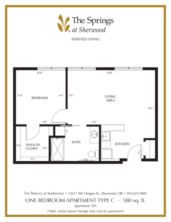 Floorplan of The Springs at Sherwood, Assisted Living, Sherwood, OR 5