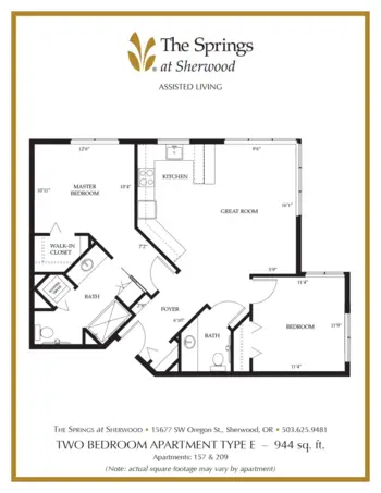 Floorplan of The Springs at Sherwood, Assisted Living, Sherwood, OR 8