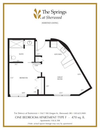 Floorplan of The Springs at Sherwood, Assisted Living, Sherwood, OR 9