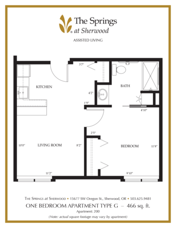 Floorplan of The Springs at Sherwood, Assisted Living, Sherwood, OR 10