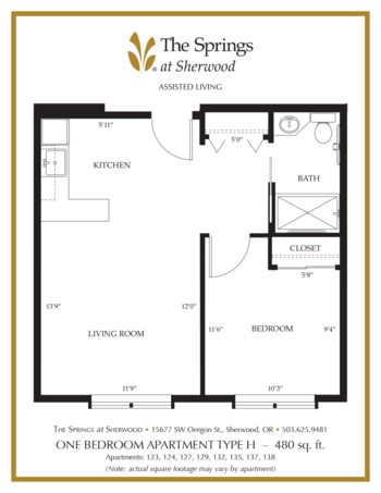 Floorplan of The Springs at Sherwood, Assisted Living, Sherwood, OR 11