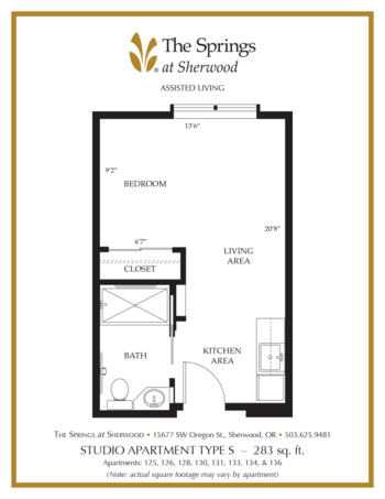 Floorplan of The Springs at Sherwood, Assisted Living, Sherwood, OR 12