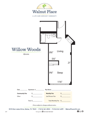 Floorplan of Walnut Place, Assisted Living, Dallas, TX 2