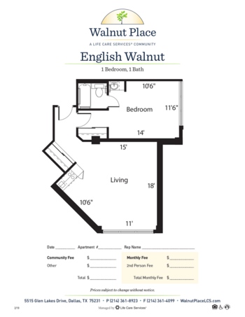 Floorplan of Walnut Place, Assisted Living, Dallas, TX 3