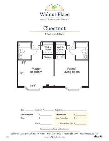 Floorplan of Walnut Place, Assisted Living, Dallas, TX 4