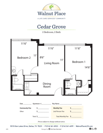 Floorplan of Walnut Place, Assisted Living, Dallas, TX 5