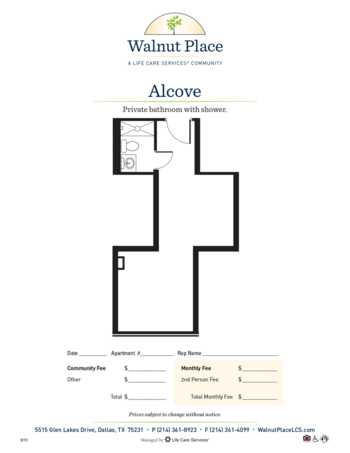 Floorplan of Walnut Place, Assisted Living, Dallas, TX 9