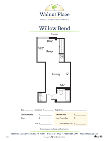 Floorplan of Walnut Place, Assisted Living, Dallas, TX 10