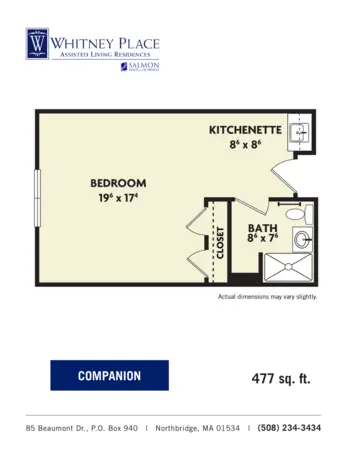 Floorplan of Whitney Place at Northbridge, Assisted Living, Northbridge, MA 3