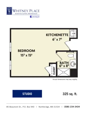 Floorplan of Whitney Place at Northbridge, Assisted Living, Northbridge, MA 5