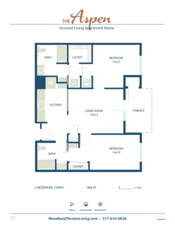 Floorplan of Woodland Terrace of Carmel, Assisted Living, Carmel, IN 1