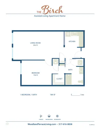 Floorplan of Woodland Terrace of Carmel, Assisted Living, Carmel, IN 2