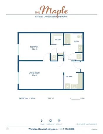 Floorplan of Woodland Terrace of Carmel, Assisted Living, Carmel, IN 4
