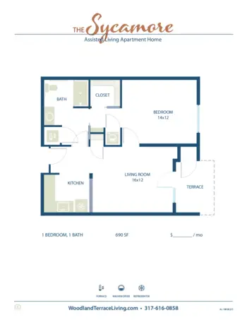 Floorplan of Woodland Terrace of Carmel, Assisted Living, Carmel, IN 6