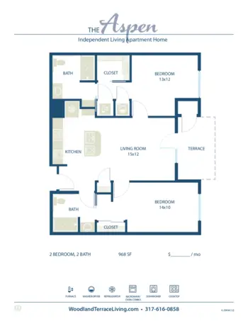 Floorplan of Woodland Terrace of Carmel, Assisted Living, Carmel, IN 7