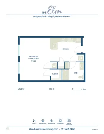 Floorplan of Woodland Terrace of Carmel, Assisted Living, Carmel, IN 9