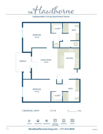 Floorplan of Woodland Terrace of Carmel, Assisted Living, Carmel, IN 10