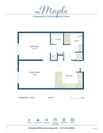 Floorplan of Woodland Terrace of Carmel, Assisted Living, Carmel, IN 11