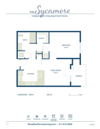 Floorplan of Woodland Terrace of Carmel, Assisted Living, Carmel, IN 13
