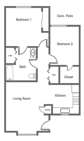Floorplan of Chaucer Estates, Assisted Living, Wichita, KS 1
