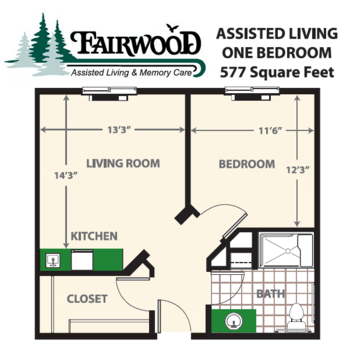 Floorplan of Fairwood Retirement Village & Assisted Living, Assisted Living, Memory Care, Spokane, WA 4
