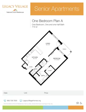 Floorplan of National Church Residences Legacy Village, Assisted Living, Xenia, OH 1
