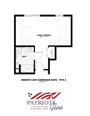 Floorplan of Patriots Glen, Assisted Living, Bellevue, WA 9