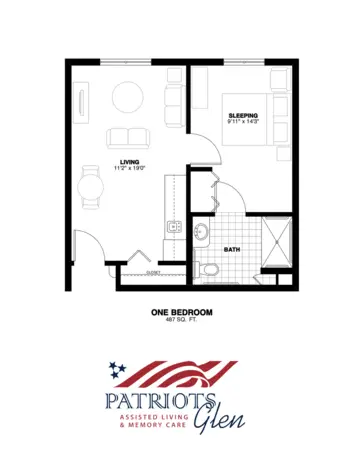 Floorplan of Patriots Glen, Assisted Living, Bellevue, WA 13