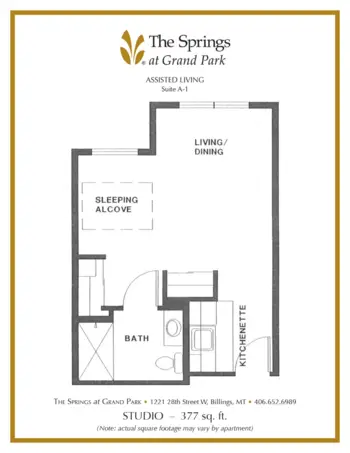 Floorplan of The Springs at Grand Park, Assisted Living, Memory Care, Billings, MT 1