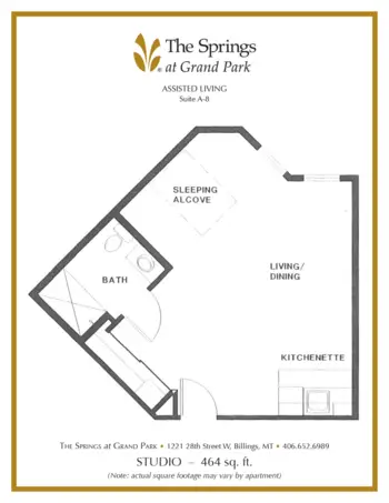 Floorplan of The Springs at Grand Park, Assisted Living, Memory Care, Billings, MT 8