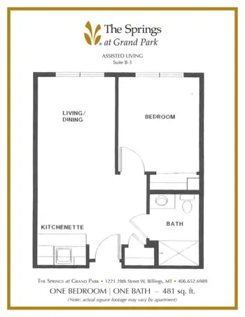 Floorplan of The Springs at Grand Park, Assisted Living, Memory Care, Billings, MT 12