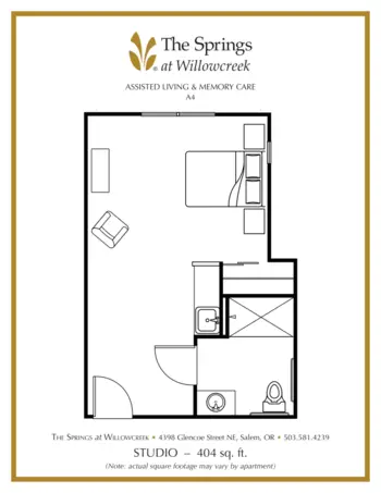 Floorplan of The Springs at Willowcreek, Assisted Living, Salem, OR 4