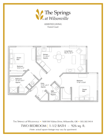 Floorplan of The Springs at Wilsonville, Assisted Living, Wilsonville, OR 8