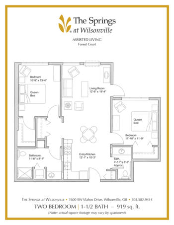 Floorplan of The Springs at Wilsonville, Assisted Living, Wilsonville, OR 9