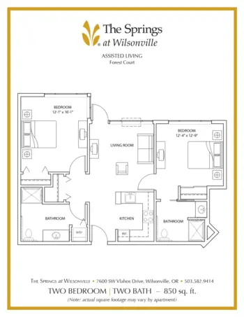 Floorplan of The Springs at Wilsonville, Assisted Living, Wilsonville, OR 12