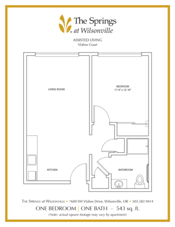 Floorplan of The Springs at Wilsonville, Assisted Living, Wilsonville, OR 16